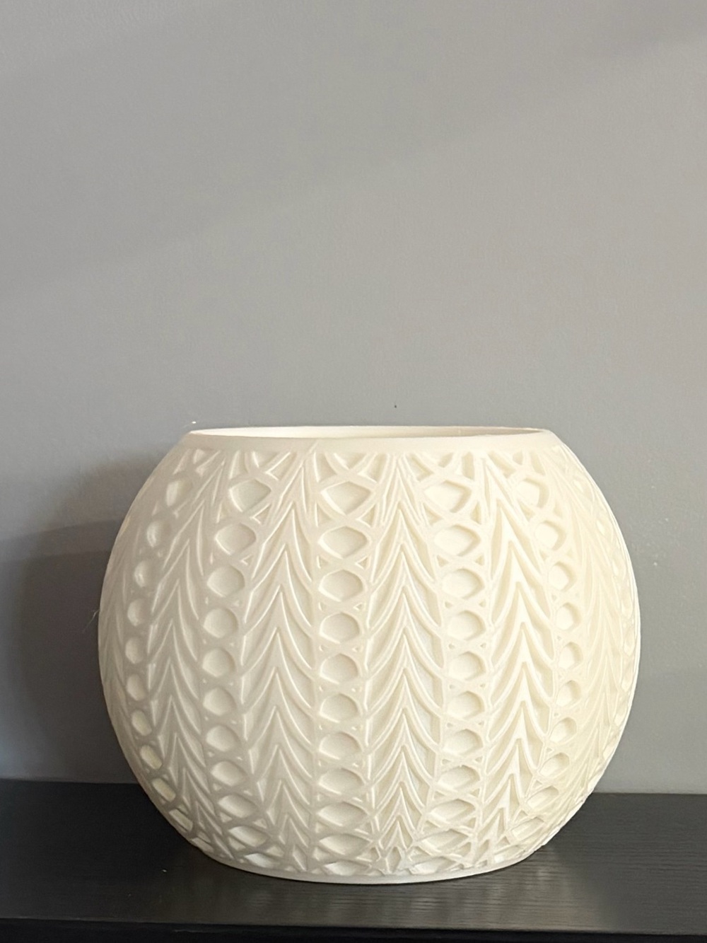 Textured White 3D Printed Decorative flower pot